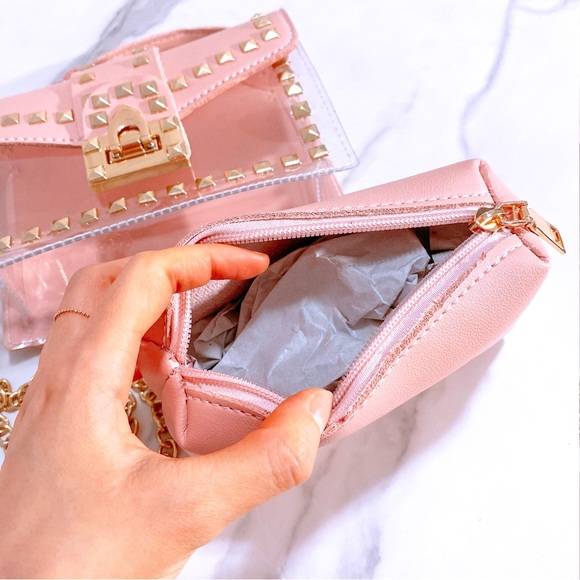 LAST ONE‼️ PINK Luxury Rivet Jelly Candy Handbags Crossbody - Picture 3 of 10